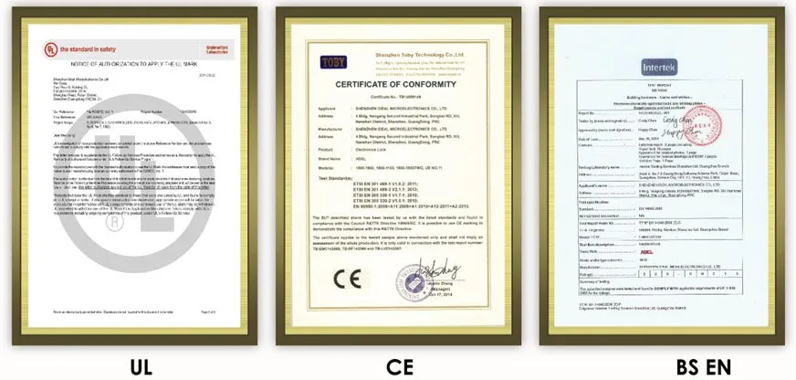 UL, CE, BS EN certified for Smart Lock Malaysia
